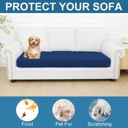 Smiry Printed Couch Cushion Covers, Stretch Soft Couch Covers for Sofa, Washable Non-Slip Sofa Slipcover Furniture Protector for Indoor and Outdoor (Large, Navy)