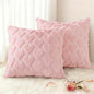 decorUhome Valentine’s Day Soft Plush Throw Pillow Covers 18x18 Inch Set of 2, Faux Fur Pink Heart Decoration Neutral Square Pillow Covers for Couch Sofa Bed Cozy Farmhouse Holiday Decor