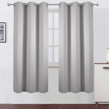 LEMOMO Light Grey Thermal Blackout Curtains/42 x 72 Inch/Set of 2 Panels Room Darkening Curtains for Bedroom