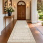 3x8 Non Slip Wide Runner Rug for Hallway Washable, Long Farmhouse Kitchen Rugs, Beige Cream Floral Entryway Mat, Low Pile & Soft Retro Décor Indoor, Non Skid Stain Resistant Carpet