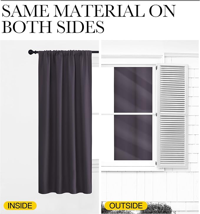 NICETOWN RV Blackout Curtains for Camper Windows, Greyish Purple, 29" Wide by 40" Long, 2 PCs, Short Blackout Curtains & Drapes, Thermal Insulated Blackout Curtain Panels for Kids Room, Play Room