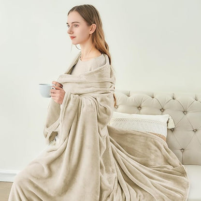 BEDELITE Fleece Blanket Linen Throw Blankets for Couch & Bed, Luxury Plush Cozy Fuzzy Blanket 50" x 60", Super Soft Warm Lightweight Throw Blanket for Travel Camping