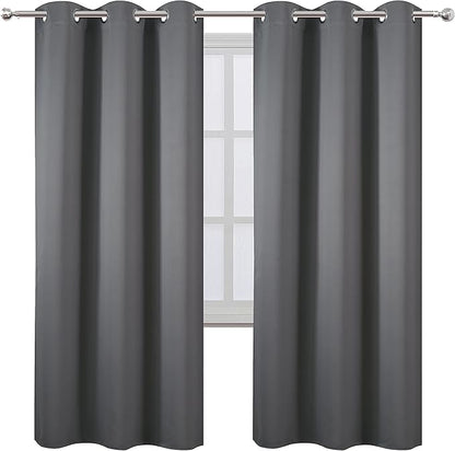 LEMOMO Grey Thermal Blackout Curtains/42 x 72 Inch/Set of 2 Panels Room Darkening Curtains for Bedroom