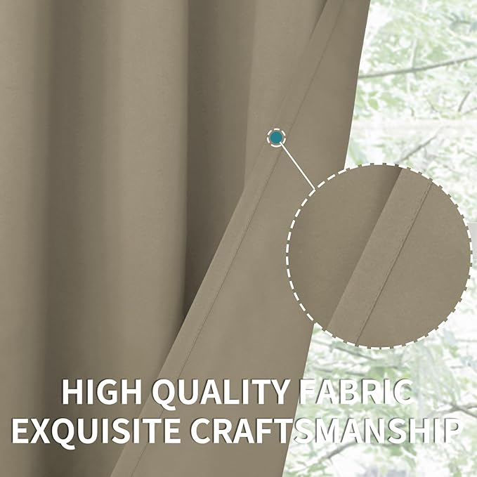 BGment Room Darkening Curtains 72 Inches Long - Grommet Thermal Insulated Drapes Window Treatment Curtains for Bedroom, 2 Panels, 42 x 72 Inch, Cocoa