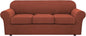H.VERSAILTEX 4 Piece Stretch Sofa Covers for 3 Cushion Couch Covers for Living Room Furniture Slipcovers (Base Cover Plus 3 Seat Cushion Covers) Upgraded Thicker Jacquard Fabric (Sofa, Rust)