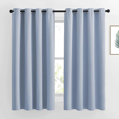 NICETOWN Blackout Curtains for Bedroom 63 inch Length 2 Panels - Window Treatment Thermal Insulated Solid Grommet Blackout for Living Room (52 by 63 Inch,Vintage Blue)