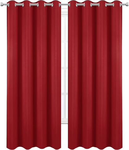 LEMOMO Blackout Curtains 52 x 84 inch/Bright Red Curtains Set of 2 Panels/Thermal Insulated Room Darkening Bedroom Curtains