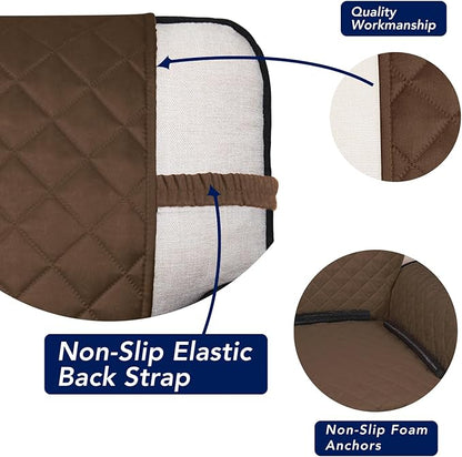 PureFit Reversible Quilted Sofa Cover, Water Resistant Slipcover Furniture Protector, Washable Couch Cover with Non Slip and Elastic Straps for Kids, Dogs, Pets (Oversized Sofa, Coffee/Ivory)