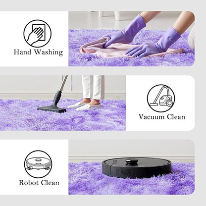 Rugs for Living Room 8x10, Alfombras para Salas Fluffy Shag Large Fuzzy Plush Soft Area Rug, Shaggy Carpets for Bedroom, Kids Boys Girls Home Decor Aesthetic(8 x 10, Purple Starry)
