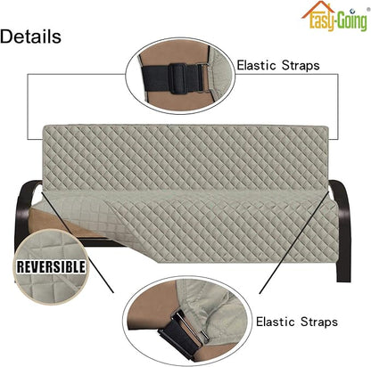 Easy-Going Futon Sofa Slipcover Reversible Sofa Cover Armless Couch Cover Water Resistant Pets, Kids, Children, Dog, Cat (Beige/Beige)
