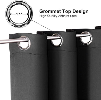ChrisDowa Grommet Blackout Curtains for Bedroom and Living Room - 2 Panels Set Thermal Insulated Room Darkening Curtains (Dark Grey, 42 x 63 Inch)