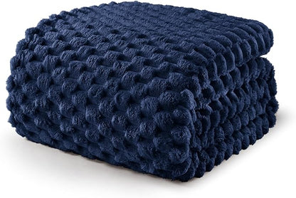 Exclusivo Mezcla Fleece King Blanket for Bed, Extra Large Fuzzy Navy Blue Bed Blankets, Soft Cozy Plush Sofa Throws for All Seasons, 90x104 Inches