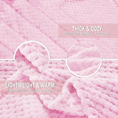 Exclusivo Mezcla Fleece Throw Blanket Extra Large, Super Soft and Warm Blankets for Couch, Sofa and Bed Waffle Textured, Cozy, Fuzzy and Lightweight (Light Pink, 50x70 Inches)