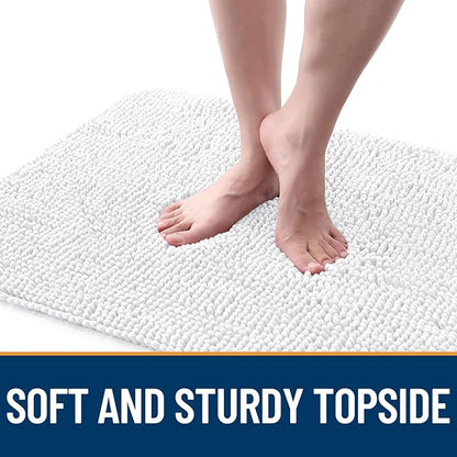 OLANLY Dog Door Mat for Muddy Paws 30x17, Absorbs Moisture and Dirt, Absorbent Non-Slip Washable Doormat, Quick Dry Chenille Mud Mat for Dogs, Entry Indoor Entryway Carpet for Inside Floor, White