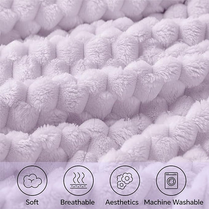 BEDELITE Fleece Blanket - 3D Jacquard Decorative Lavender Fog Throw Blankets for Couch & Bed, Soft and Cozy Warm Plush Fluffy Blanket All Seasons Suitable, 50x60Inches