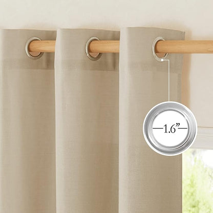 NICETOWN Angora Linen Kitchen Curtains 36 inch Length, Decorative Thick Flax Small Window Treatments Privacy Assured with Light Filtering for Bedroom/Bathroom, W55 x L36, 2 Panels