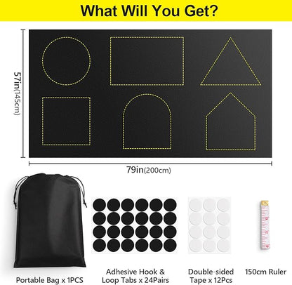 FADOTY Blackout Curtains for Bedroom, Portable 100% Black Out Window Cover Film, Cuttable Blackout Shades Fabric Sheet, No Drill Window Blinds, Sun Heat Light Blocker for Travel Media Dorm, 57'' W