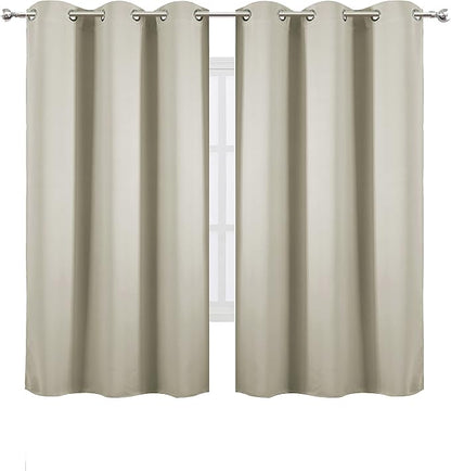 LEMOMO Light Beige Thermal Blackout Curtains/38 x 63 Inch/Set of 2 Panels Room Darkening Curtains for Bedroom