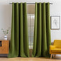 MIULEE Blackout Curtains 96 Inches Long for Bedroom Living Room Thermal Insulated Room Darkening Grommet Top Solid Light Blocking Drapery Set of 2 Window Panels Olive Green