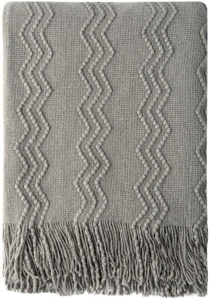 BOURINA Throw Blanket Textured Solid Soft Sofa Throw Couch Cover Knitted Decorative Blanket, 60 inch x 80 inch Dark Grey