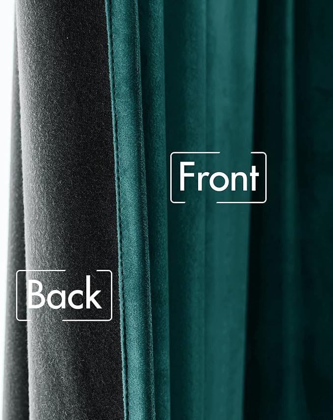 MIULEE Velvet Curtains 96 inches 2 Panels - Luxury Blackout Curtains for Bedroom Living Room Thermal Insulated Home Decor Super Soft Christmas Window Drapes Rod Pocket & Back Tab, Emerald Green
