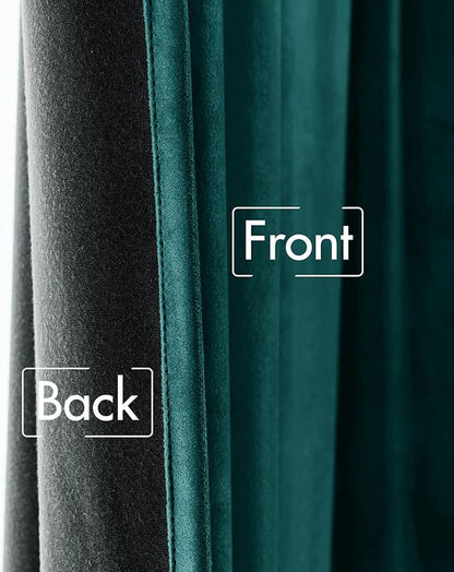 MIULEE Velvet Curtains 90 inches 2 Panels Luxury Blackout Curtains for Bedroom Living Room Thermal Insulated Home Decor Super Soft Elegant Christmas Window Drapes Rod Pocket & Back Tab, Emerald Green