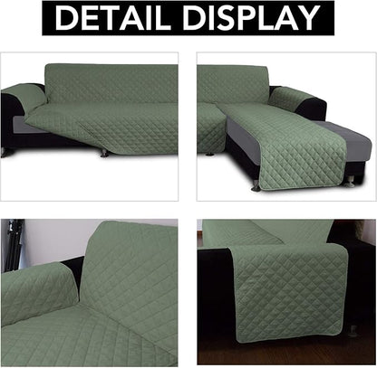 Easy-Going Sofa Slipcover L Shape Sofa Cover Sectional Couch Cover Furniture Protector Mat for Pets Dog Cat (X-Large,Greyish Green/Greyish Green)