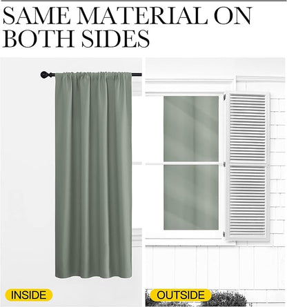 NICETOWN Window Curtains Blackout Drapes - Thermal Insulated Solid Rod Pocket Blackout Curtains/Draperies for Living Room (Sage Green, One Pair, 52 by 95-Inch)