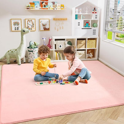 Amearea Large Modern Area Rugs for Bedroom Living Room, 5x8 Feet Pink Thickened Memory Foam Rug, Fluffy Indoor Washable Rugs Non Slip Minimalist Carpet for Boys Girls Dorm Nursery Room Decor