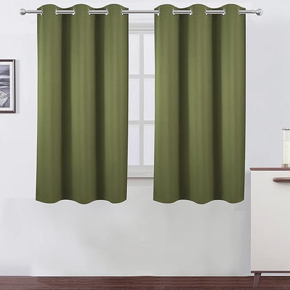 LEMOMO Oilve Green Blackout Curtains 38 x 54 Inch Length/Set of 2 Curtain Panels/Thermal Insulated Room Darkening Blackout Curtains