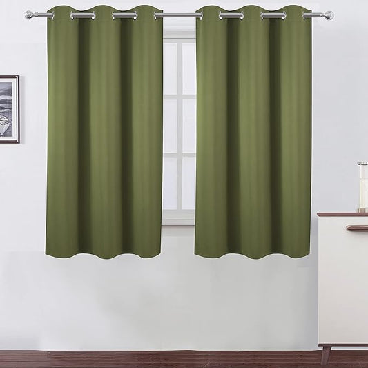 LEMOMO Oilve Green Blackout Curtains 38 x 54 Inch Length/Set of 2 Curtain Panels/Thermal Insulated Room Darkening Blackout Curtains