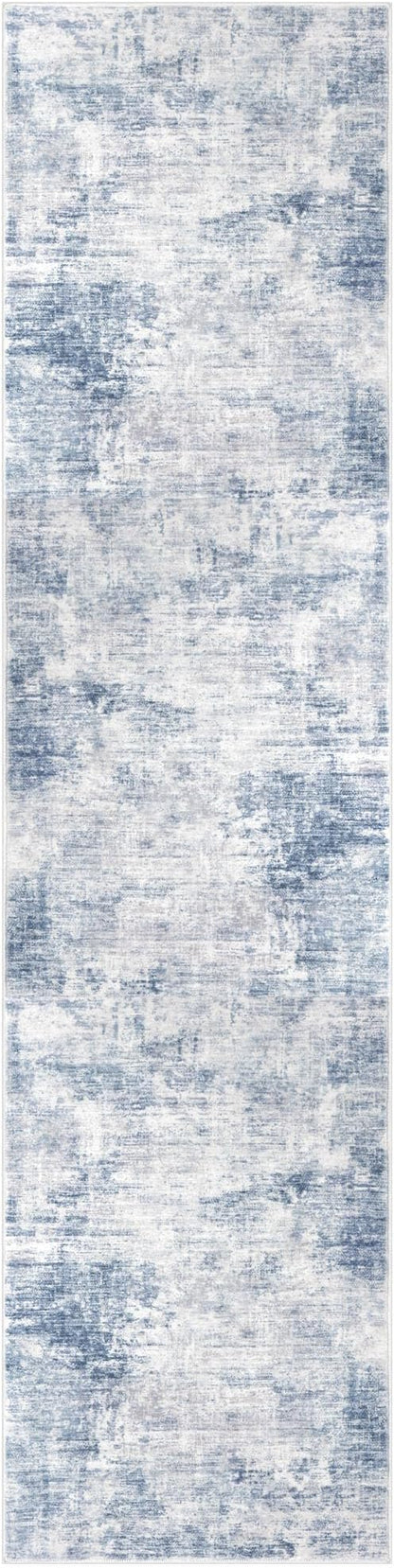 IOHOUZE Abstract Runner Rug 2x8 Ft Washable Runners for Hallways, Non Slip Kitchen Runner Printed Faux Wool Entryway Runner Indoor, Modern Floor Carpet for Hall Kitchen Bedroom, Light Blue Grey