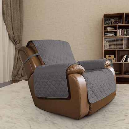 Easy-Going Oversized Recliner Cover Reversible Couch Cover Sofa Cover for Living Room Water Resistant Furniture Protector with Elastic Straps for Pets Dog (Oversized Recliner, Gray/Gray)