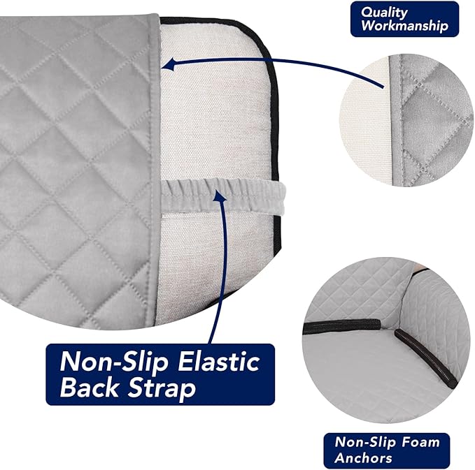 PureFit Reversible Quilted Sofa Cover, Water Resistant Slipcover Furniture Protector, Washable Couch Cover with Non Slip and Elastic Straps for Kids, Dogs, Pets (Chair, Light Gray/Light Gray)