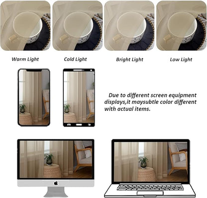 Chyhomenyc Taupe Sheer Curtains 24 Inch Length, Short Window Curtains for Bathroom Living Room Basement, Light Filtering Small Cafe Curtains, 42W x 24L Inches, 2 Panels