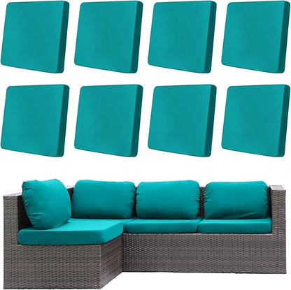 8Pcs Outdoor Cushion Covers, Patio Cushion Covers,Stretch Elastic Slipcovers, Replacement Washable & Reusable Furniture Protector for Patio Couch (Peacock Blue,Cover Only)