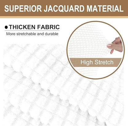 U-NICE HOME Stretch Futon Cover Armless Bed Slipcover - Soft Jacquard Fabric Washable for Pet Friendly, Ivory White