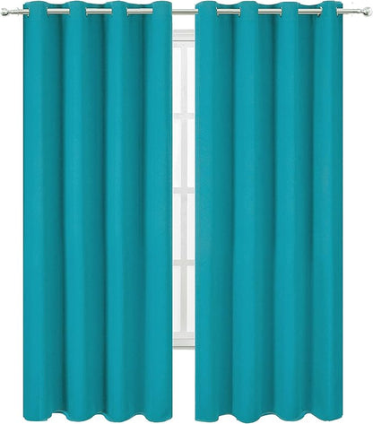 LEMOMO Teal/Turquoise Kids Blackout Curtains for Bedroom/52 X 84 Inch/Set of 2 Panels Thermal Insulated Living Room Curtains