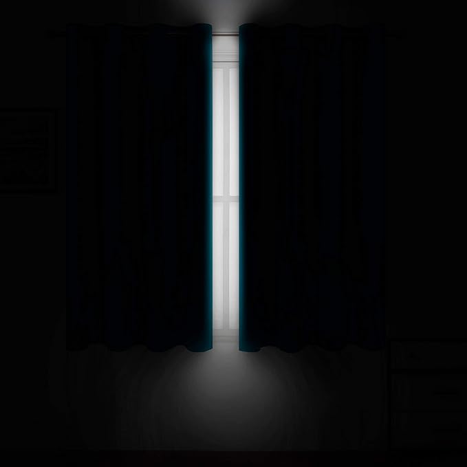 LEMOMO Teal Thermal Blackout Curtains/52 x 54 Inch/Set of 2 Panels Room Darkening Curtains for Bedroom