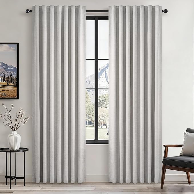 Topfinel Grey Beige 78 Inch Long Curtains for Sliding Door Closet Doors 100% Blackout Curtains for Living Room Bedroom Back Tab Pleated Heat Blocking Insulated Drapes with Hooks(W52 x L78) 2 Panels