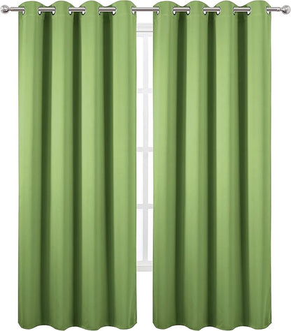 LEMOMO Light Green Blackout Curtains for Bedroom Room Darkening Curtains/Draperies 52 x 84 Inches Long Thermal Insulated Living Room Curtains Set of 2 Panels