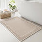 RESARE Waffle Bath Mat, Super Absorbent Non Slip, Machine Washable, Ultra Soft Boho Bath Rugs with Tassels, Upgraded Bordered Design, 17"x24" Pale Beige