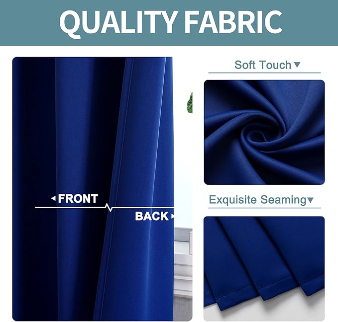 ChrisDowa Grommet Blackout Curtains for Bedroom and Living Room - 2 Panels Set Thermal Insulated Room Darkening Curtains (Royal Blue, 52W x 45L)