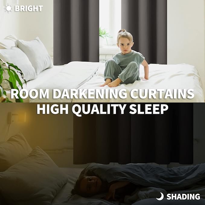 BGment Blackout Curtains for Bedroom - Grommet Thermal Insulated Room Darkening Curtains for Living Room, Set of 2 Panels (38 x 54 Inch, Grey)