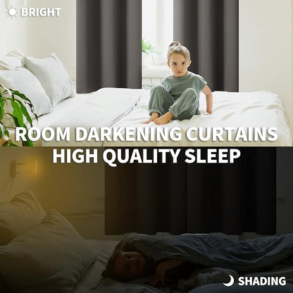 BGment Blackout Curtains for Bedroom - Grommet Thermal Insulated Room Darkening Curtains for Living Room, Set of 2 Panels (52 x 72 Inch, Grey)