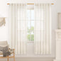 LAMIT Cream Linen Boho Curtains, 78 inch Length, 2 Panels, Light Filtering Semi Sheer, Back Tab and Rod Pocket, Neutral Panels for Bedroom/Living Room, 52 x 78 Inch