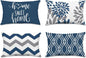 Hexagram Geometric Blue Pillow Covers 12x20 Set of 4, Decorative Outdoor Boho Modern Throw Pillow Covers, Home Sweet Home Farmhouse Cushion Case for Couch Sofa Bedroom Indoor Decor(No Insert)