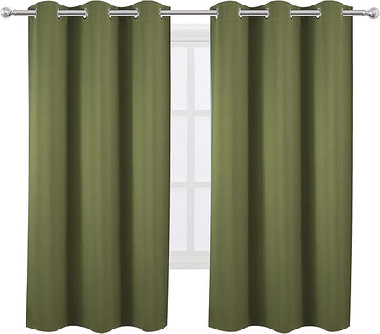 LEMOMO Olive Green Blackout Curtains 42 x 63 Inch Length/Set of 2 Curtain Panels/Thermal Insulated Room Darkening Blackout Curtains for Bedroom