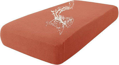 hyha Waterproof Couch Cushion Covers for Pets, Non Slip Sofa Seat Cover for Dogs Washable, Soft Thick Stretch Jacquard Fabric, Sofa Slipcovers with Elastic Bottom (1 Piece for Medium, Rust)