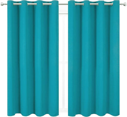 LEMOMO Turquoise Thermal Blackout Curtains/52 x 72 Inch/Set of 2 Panels Room Darkening Curtains for Bedroom